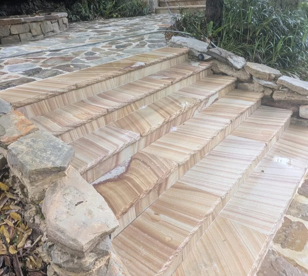 St Ives · sandstone steps stripped & sealed after