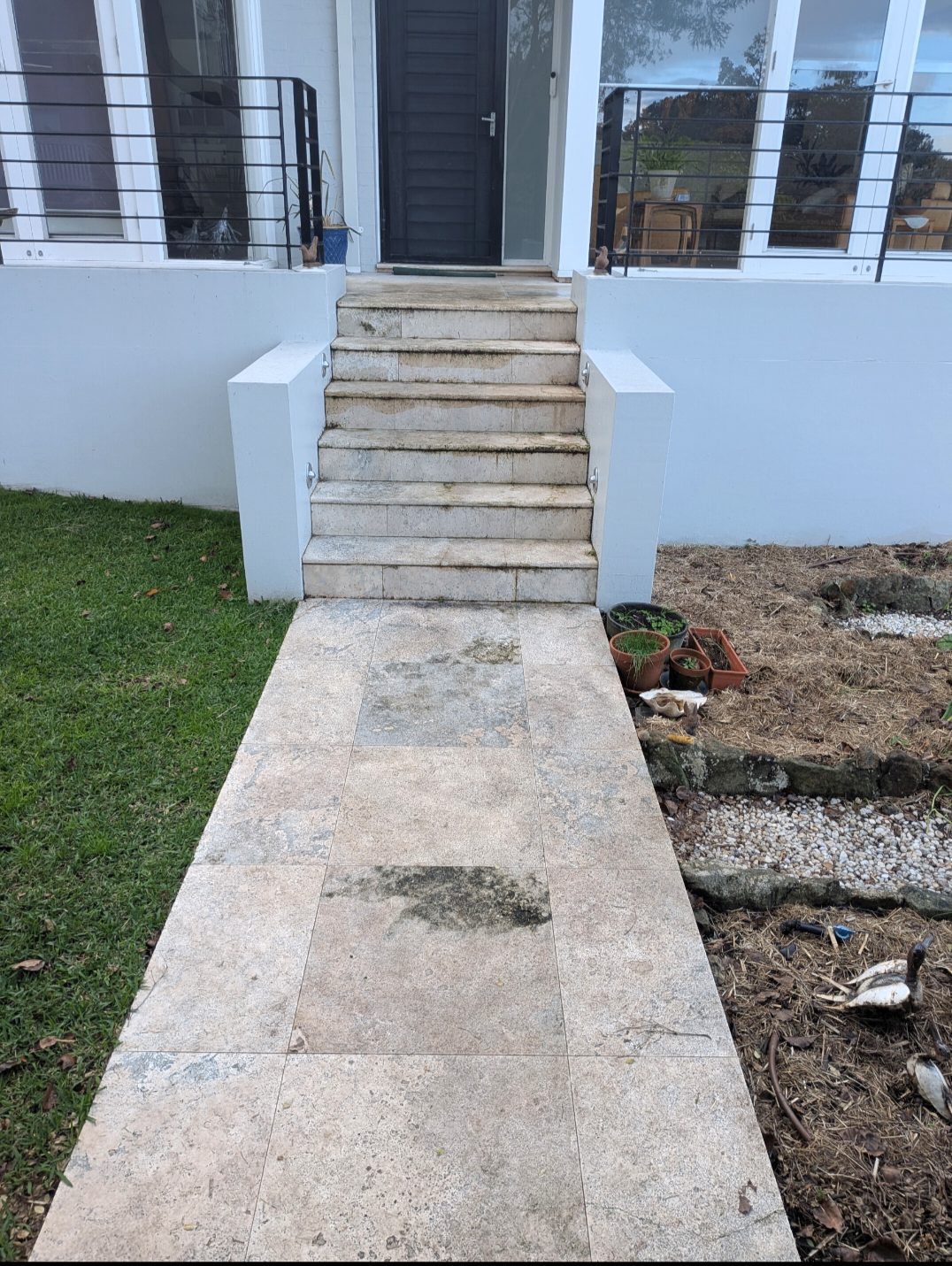 Mosman · travertine path restored before